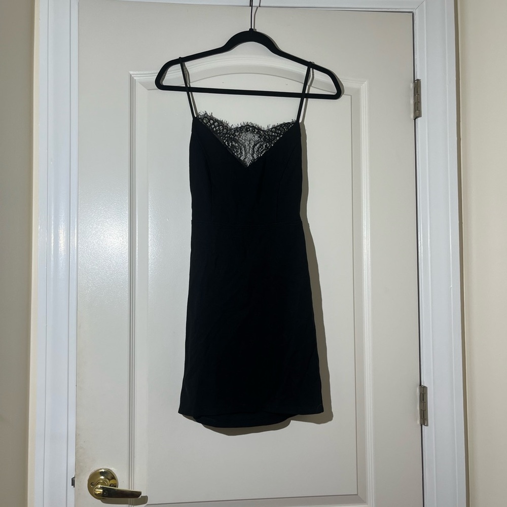 NBD Black Lace-Trim Mini Dress